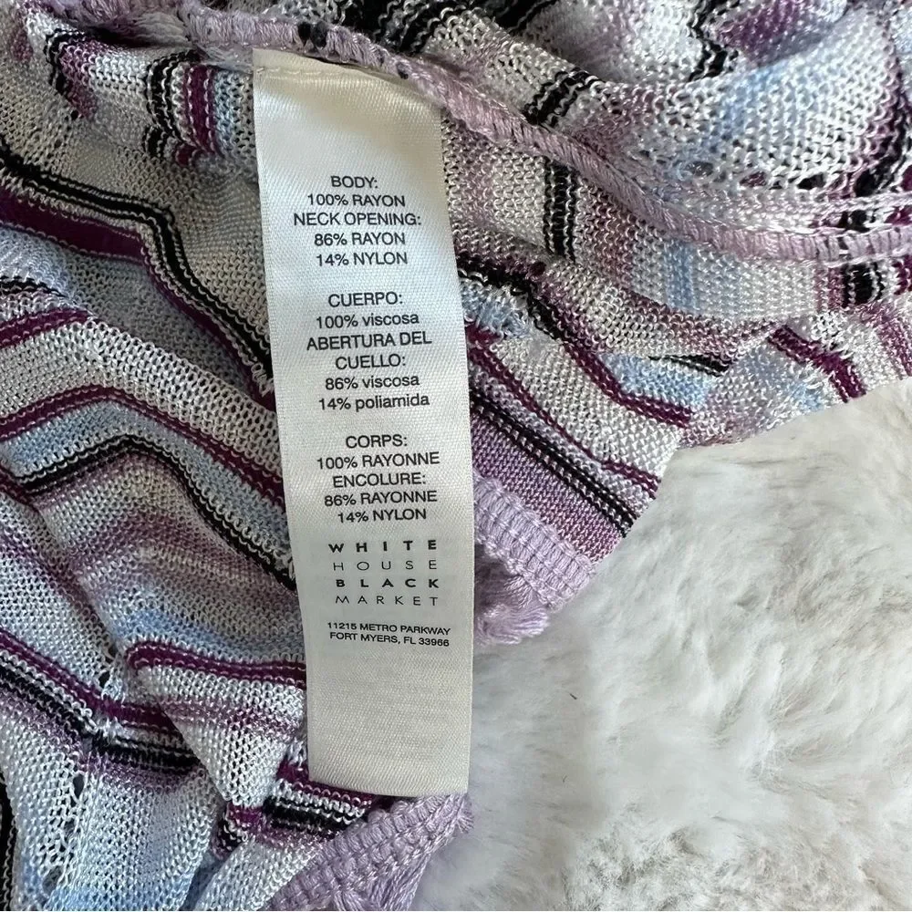 White House Black Market purple petite chevron sweater cardigan tassels hem XS/S